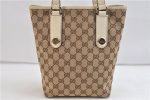 Authentic GUCCI Tote Hand Bag GG Canvas Leather 153361 Beige 0046D Fashion