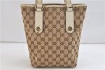 Authentic GUCCI Tote Hand Bag GG Canvas Leather 153361 Beige 0046D Fashion