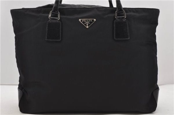 Authentic PRADA Nylon Leather Shoulder Tote Bag Black 2375D Supply