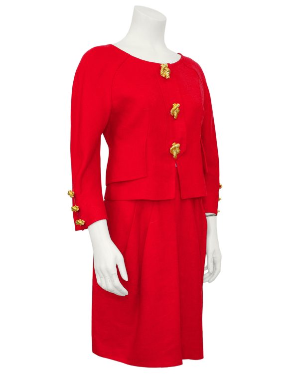 Red Linen Skirt Suit Online Hot Sale