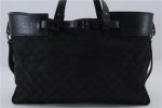 Authentic GUCCI Vintage Tote Hand Bag GG Canvas Leather 106251 Black 1952D Online now