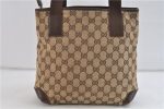 Authentic GUCCI Shoulder Tote Bag GG Canvas Leather Brown 1049D For Discount