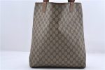 Authentic GUCCI Web Sherry Line Shoulder Tote Bag PVC Leather Brown 9800C on Sale