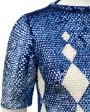 Navy and Cream Paillette Harlequin Argyle Sweater Cheap