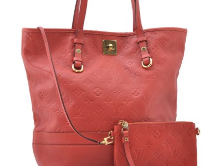 Auth LOUIS VUITTON Monogram Empreinte Citadine PM Tote Bag Red M40556 LV 9273B Online now