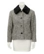 Black Tweed Jacket with Fur Collar Online now