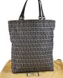 Authentic FENDI Zucchino Tote Hand Bag Canvas Leather Navy Blue 1454D For Cheap