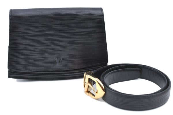 Authentic Louis Vuitton Epi Tilsitt Waist Body Bag Black M52602 LV H9682 Online now