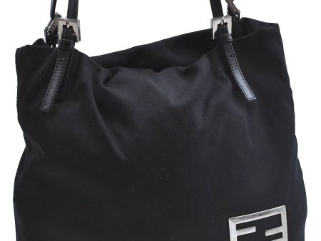 Authentic FENDI Canvas Leather Shoulder Tote Bag Black G1563 Online now