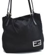 Authentic FENDI Canvas Leather Shoulder Tote Bag Black G1563 Online now