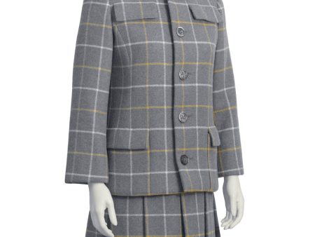 Grey Windowpane Dress and Jacket Set Sale