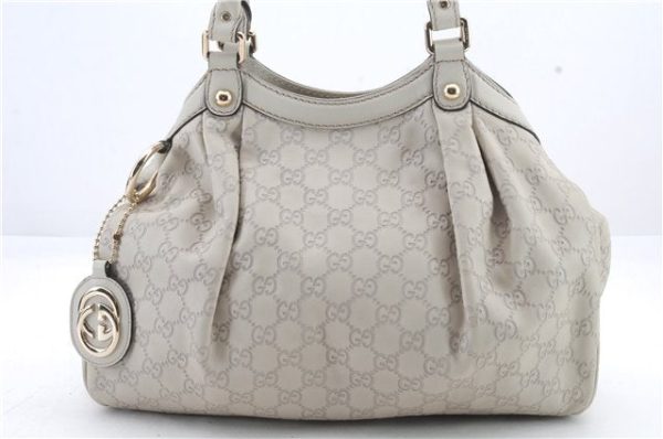 Authentic GUCCI Guccissima Sukey Shoulder Tote Bag GG Leather 211944 White 0480D Discount