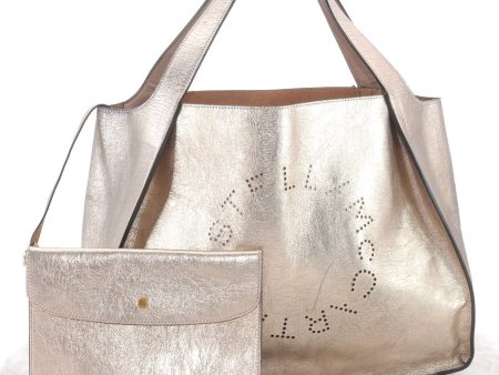 Authentic Stella McCartney Punching Tote Bag Leather Gold 1068D For Discount