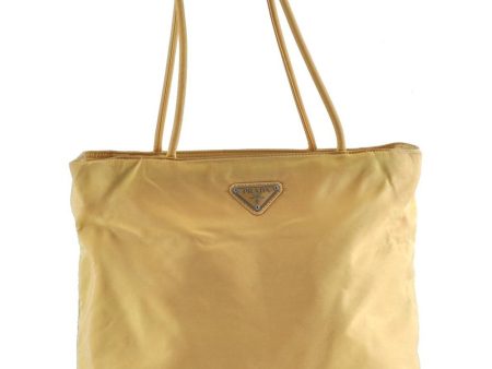 Authentic PRADA Nylon Shoulder Tote Bag Yellow G9942 on Sale