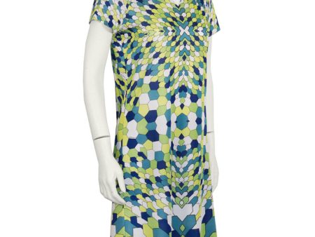 Green Geometric Print Day Dress For Discount