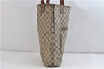 Authentic GUCCI Web Sherry Line Shoulder Tote Bag GG PVC Leather Brown 1689D Cheap