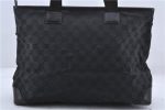 Authentic GUCCI Shoulder Tote Bag GG Canvas Leather 0190426 Black 1213D on Sale