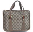 Authentic GUCCI Web Sherry Line Hand Bag Purse GG PVC Leather Brown Junk H9362 Online now