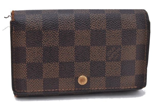 Auth LOUIS VUITTON Damier Porte Monnaie Billets Tresor Wallet N61730 LV H4226 Cheap