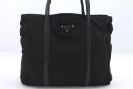 Authentic PRADA Nylon Leather Shoulder Tote Bag Black 0250D Sale