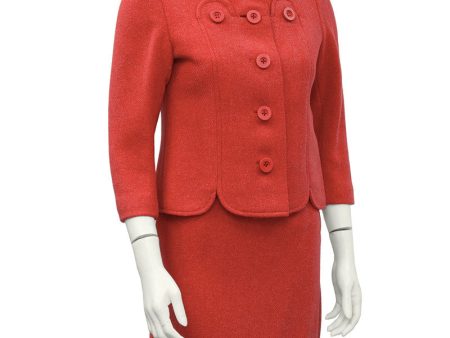 Coral Wool Skirt Suit Fashion