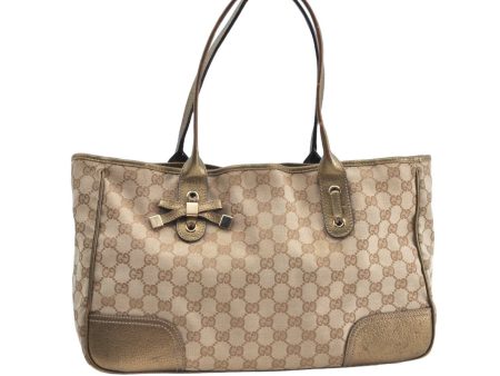 Authentic GUCCI Princy Shoulder Tote Bag GG Canvas Leather 163805 Beige 0341D Discount