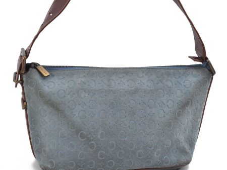 Auth CELINE C Macadam Pattern Shoulder Hand Bag Suede Leather Light Blue H4153 Online