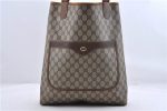 Authentic GUCCI Web Sherry Line Shoulder Tote Bag PVC Leather Brown 0000D For Sale