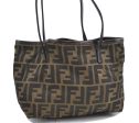 Authentic FENDI Zucca Tote Bag Nylon Leather Brown H9599 Online now