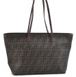 Authentic FENDI Zucca Shoulder Tote Bag PVC Brown 1710D Hot on Sale