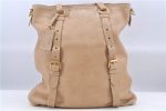 Authentic PRADA Leather Shoulder Tote Bag Beige H9521 Fashion