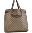 Auth GUCCI Web Sherry Line Shoulder Shoulder Tote Bag GG PVC Leather Brown 1968D Online now