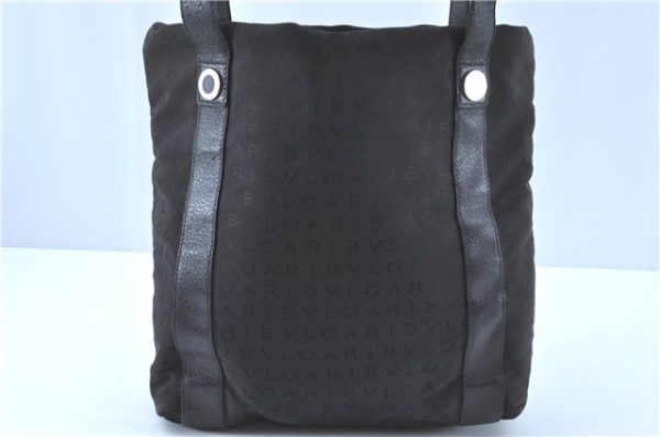 Authentic BVLGARI Logomania Tote Shoulder Bag Canvas Leather Black H9365 Hot on Sale