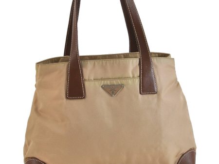 Authentic PRADA Nylon Leather Shoulder Tote Hand Bag Beige Brown 2581C Online