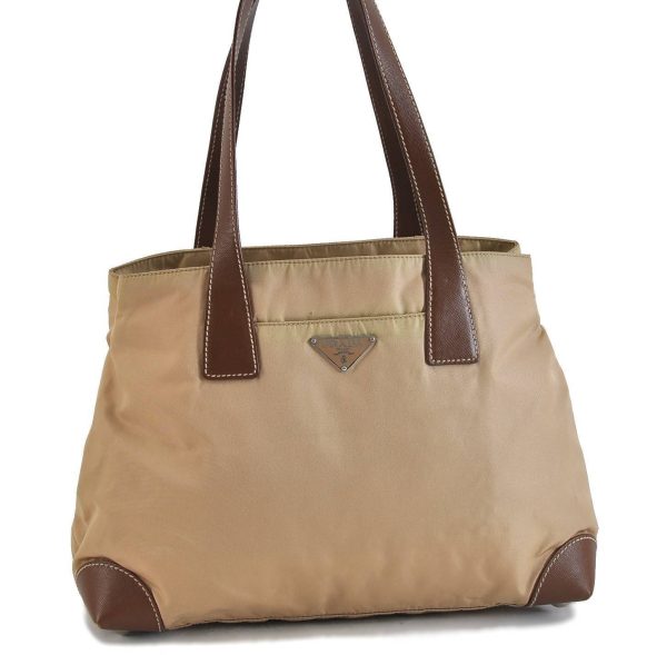 Authentic PRADA Nylon Leather Shoulder Tote Hand Bag Beige Brown 2581C Online