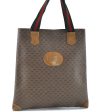 Auth GUCCI Web Sherry Line Micro GG Shoulder Tote Bag PVC Leather Brown H3746 Hot on Sale