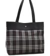 Authentic BURBERRY Check Shoulder Tote Bag Nylon Leather Black 0394D For Sale