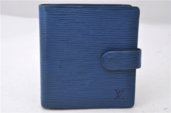 Auth Louis Vuitton Epi Porte Billets Compact Wallet Purse Blue M63555 LV 0368D Sale