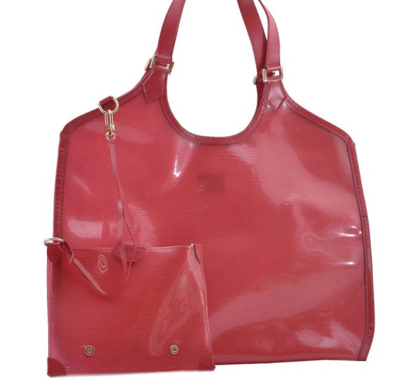 Authentic LOUIS VUITTON Epi Plage Bahia Shoulder Tote Bag Red M92152 LV 1170C For Cheap