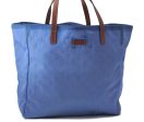 Authentic GUCCI Hand Tote Bag GG Nylon Leather 282439 Blue 1960D Online