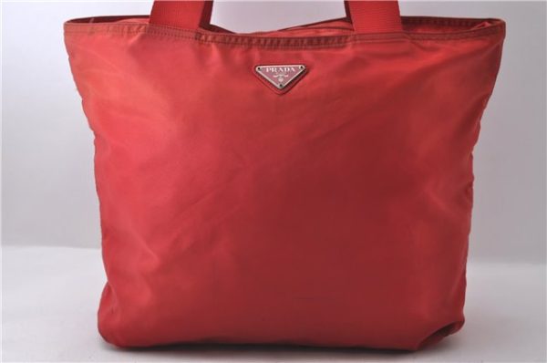 Authentic PRADA Nylon Leather Shoulder Tote Bag Red 2379D Online Hot Sale