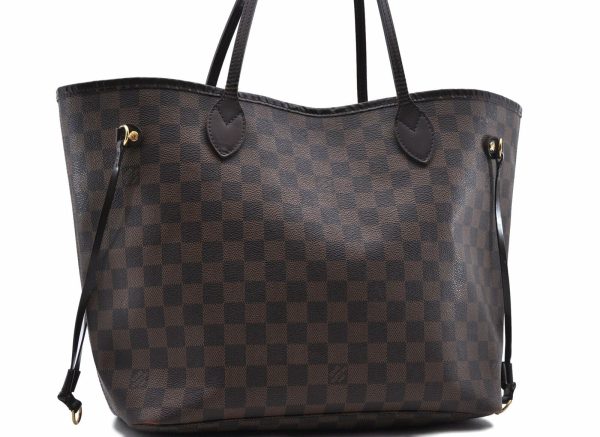 Authentic LOUIS VUITTON Damier Neverfull MM Tote Bag N51105 LV 7734A For Sale