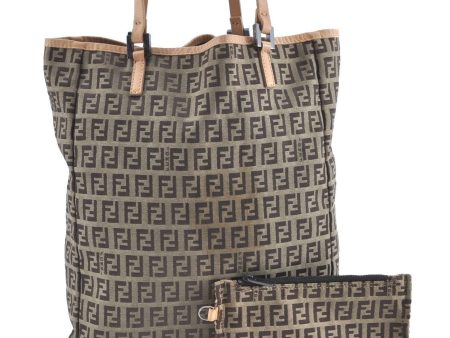 Authentic FENDI Zucchino Hand Tote Bag Canvas Leather Brown H9007 Online