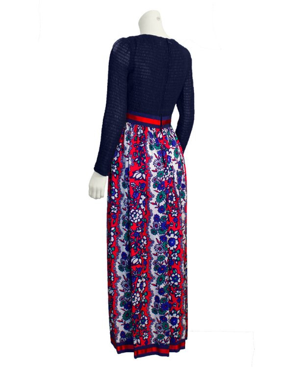 Navy Blue and Red Maxi Dress Supply