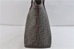 Authentic FENDI Zucca Shoulder Tote Bag PVC Brown 1710D Hot on Sale