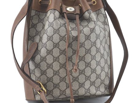 Auth GUCCI Web Sherry Line Shoulder Cross Bag GG PVC Leather Brown Junk H9303 Cheap