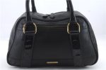 Authentic BURBERRY Vintage Leather Shoulder Tote Bag Black 1238D Discount