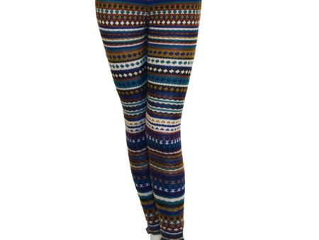 Blue and Olive Knit Striped Legging Fashion