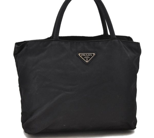 Authentic PRADA Nylon Tote Hand Bag Purse Black 0365D For Discount