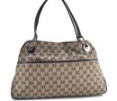 Authentic GUCCI Eclipse Shoulder Tote Bag GG Canvas Leather 121023 Brown H9026 Discount